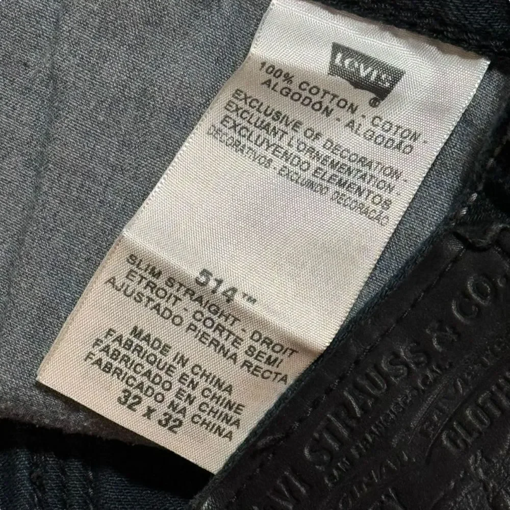 👖 Levi’s 514 Slim Straight Men’s Black‎ Jeans Size 32x32
